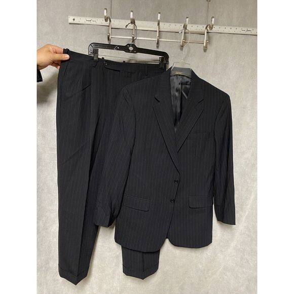 Tom James Suit Men 40R Blue Corporate Image Wool 34 X 28.5 Pants Bespoke‎ Luxury